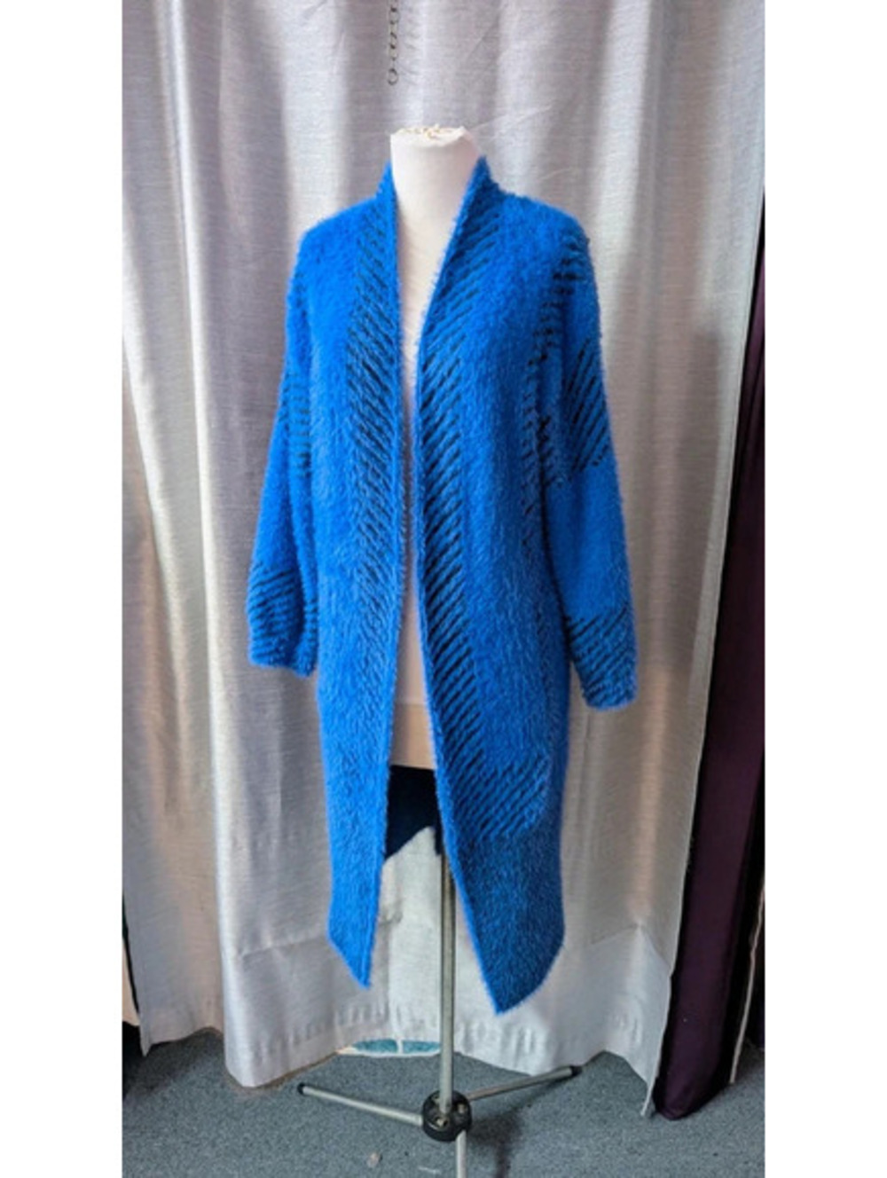 Fuzzy Royal Blue Long Cardigan